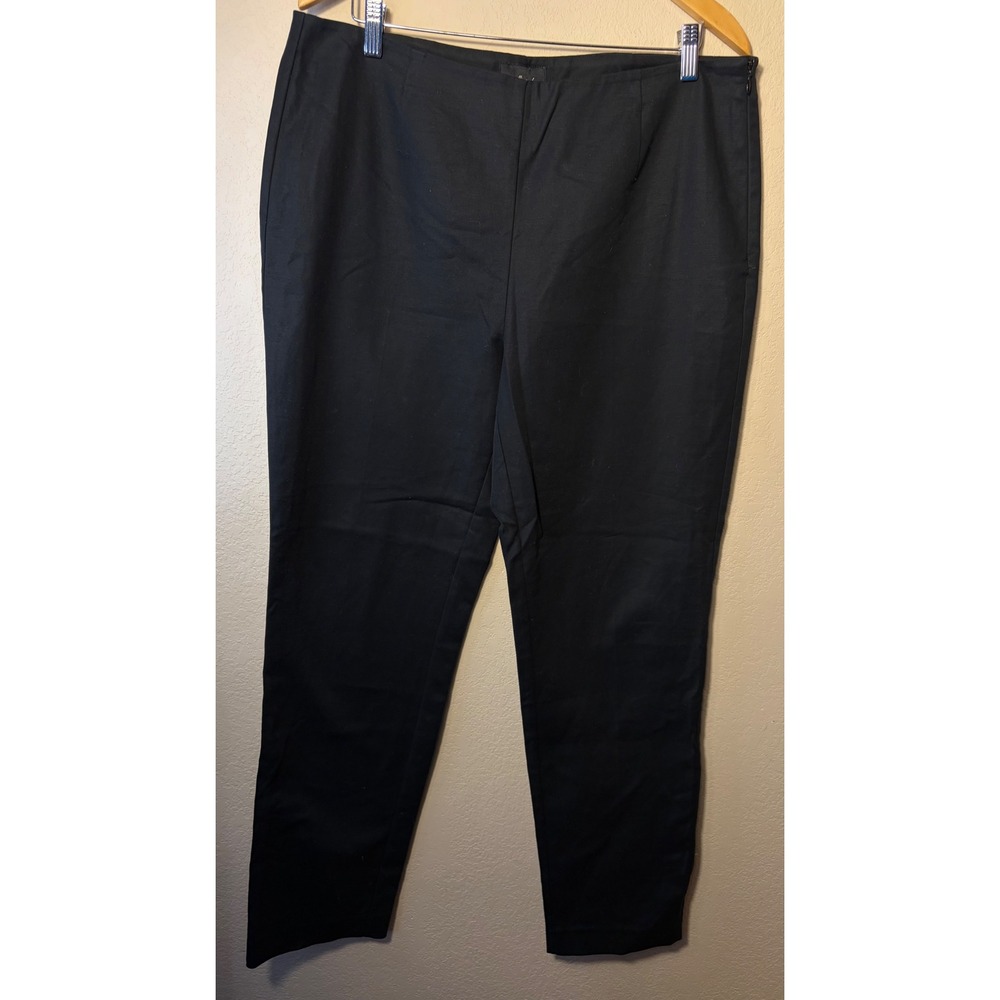 Gallia Moda Black Side Zip Dress Pants Womens 14 Straight Leg Cotton Blend